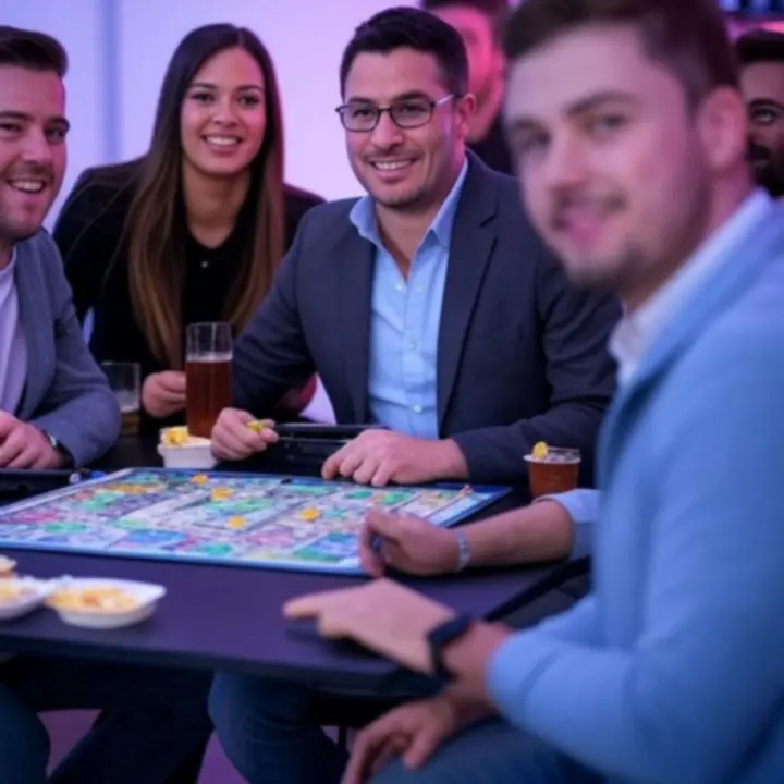 Zespół firmowy integrujący się przy grach w barze gamingowym