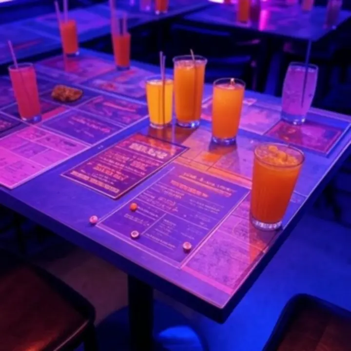 Stolik w gaming barze z drinkami, przekąskami i planszówkami